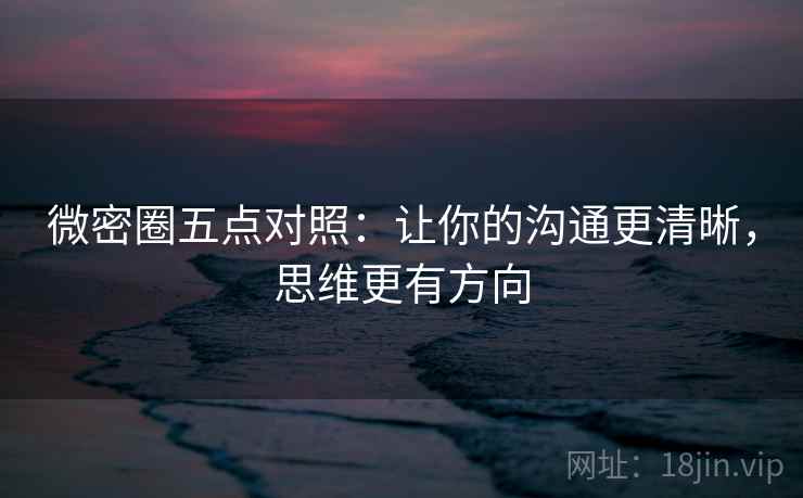 微密圈五点对照：让你的沟通更清晰，思维更有方向